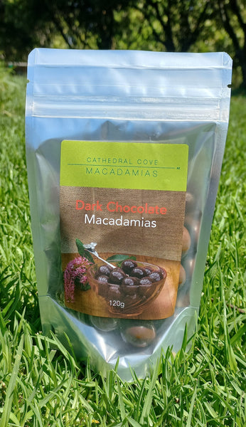 Dark Chocolate Coated Organic Macadamia Nuts 120g